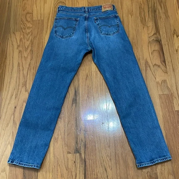 Levi’s 505 Tag Size 34 x 33 Blue Jeans Five Pocket Zip Fly Straight Leg Mid Rise - Picture 3 of 13